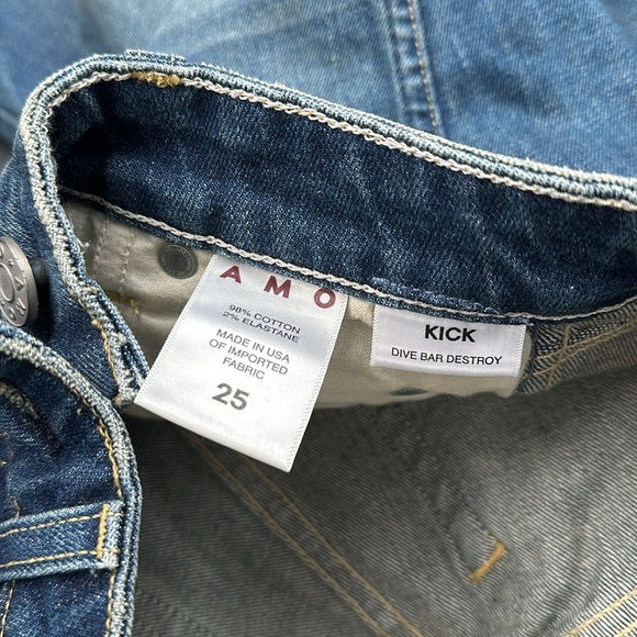 NWT AMO Kick Dive Bar Destroy higher rise Flare leg 29 inseam denim jeans 25 - Picture 6 of 6